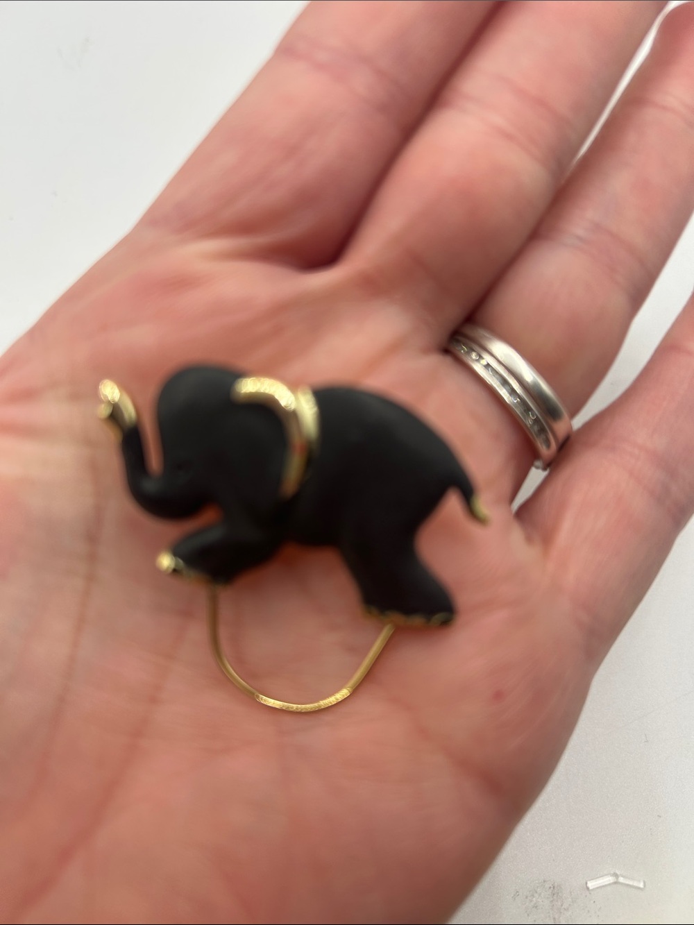 LOFT Black and Gold Elephant Brooch